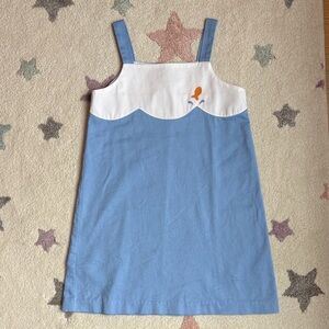 Little English - Blue and White Sleeveless Dress with Orange fish